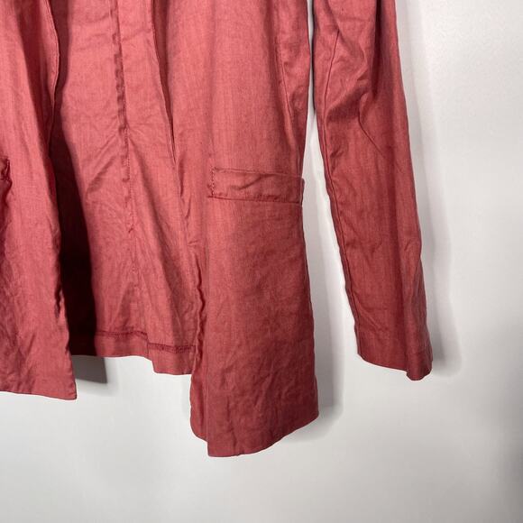 Level 99 S Rose Pink Rachel Stretch Linen Blazer 3/4 Cuffed Sleeves Open Front - Picture 4 of 10